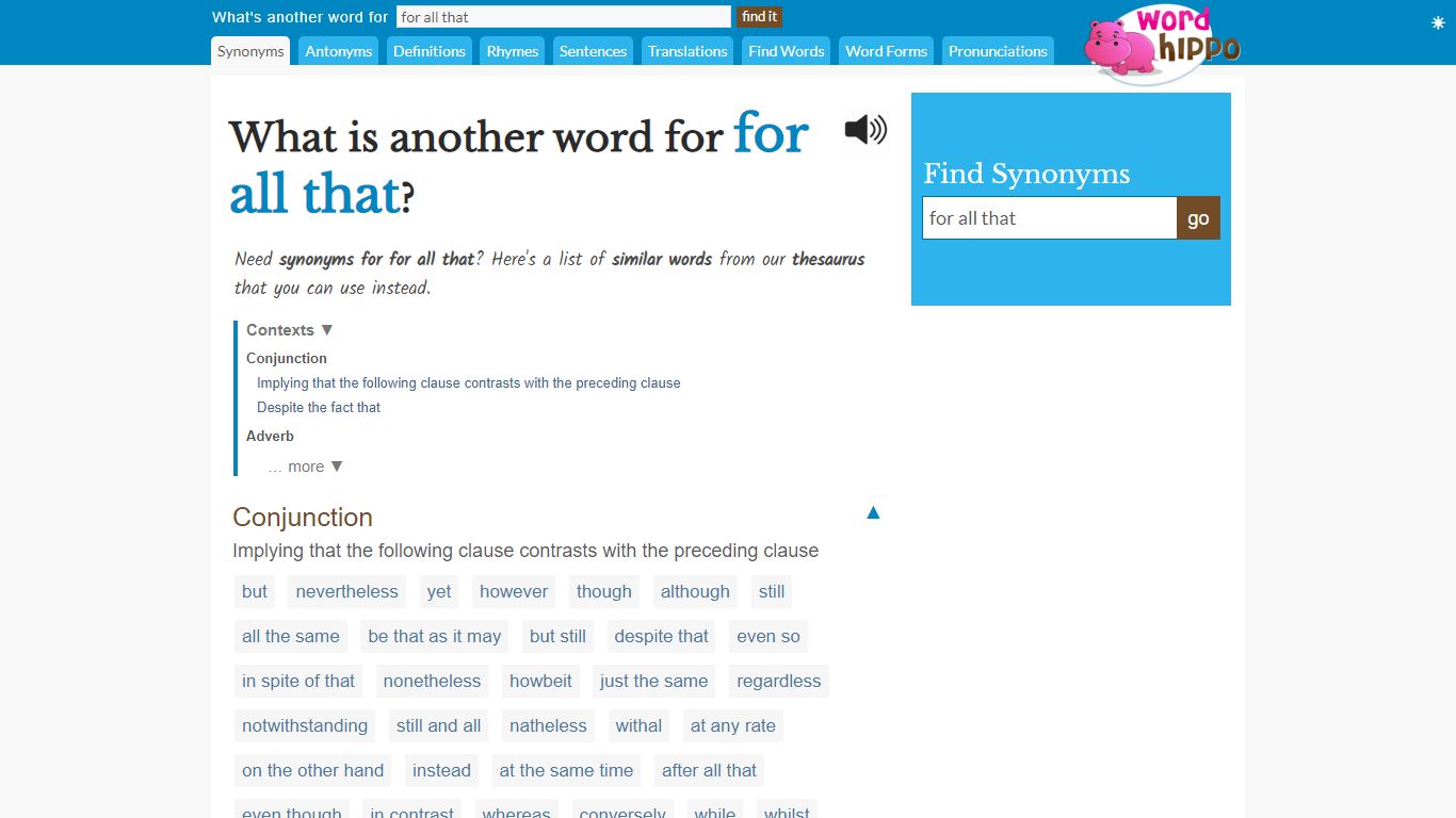 What is another word for "for all that"? - WordHippo